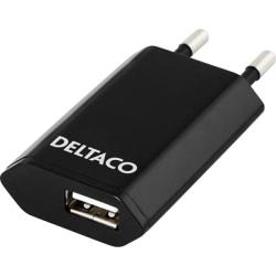 Str&ouml;madapter fr&aring;n 230V till 5V USB Typ A ho, 1A, slim, svart